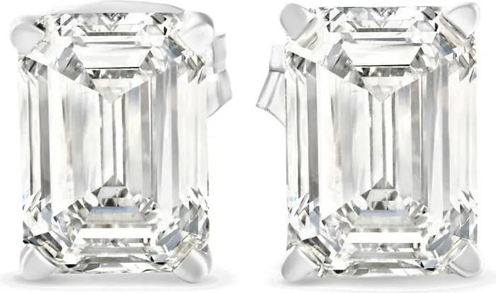 Bliss Diamond 2Ct TW Emerald Cut Diamond Studs 14k Gold Earrings Lab Grown | Nordstrom | Nordstrom