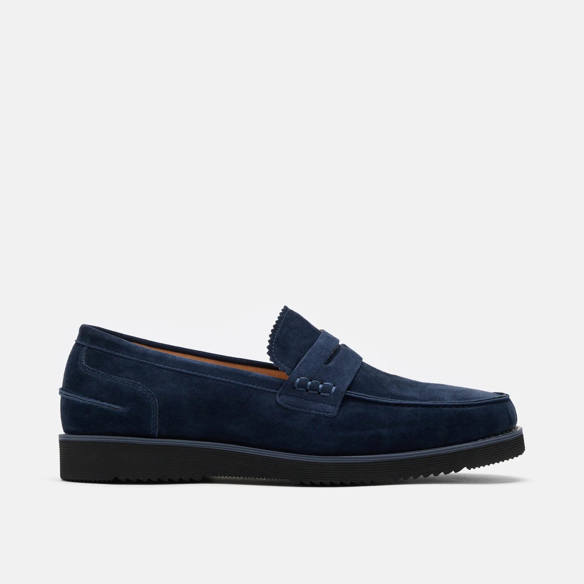 Abe Navy Suede Penny Loafers | Marc Nolan