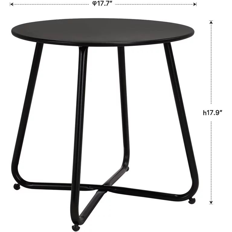 Mydepot SR Steel Patio Side Table, Weather Resistant Outdoor Round End Table, Black | Walmart (US)