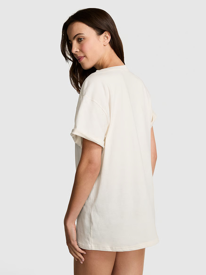 Buy Campus Cotton Tee, Winter White Gameday - Order Tops online - PINK US | Victoria's Secret (US / CA )