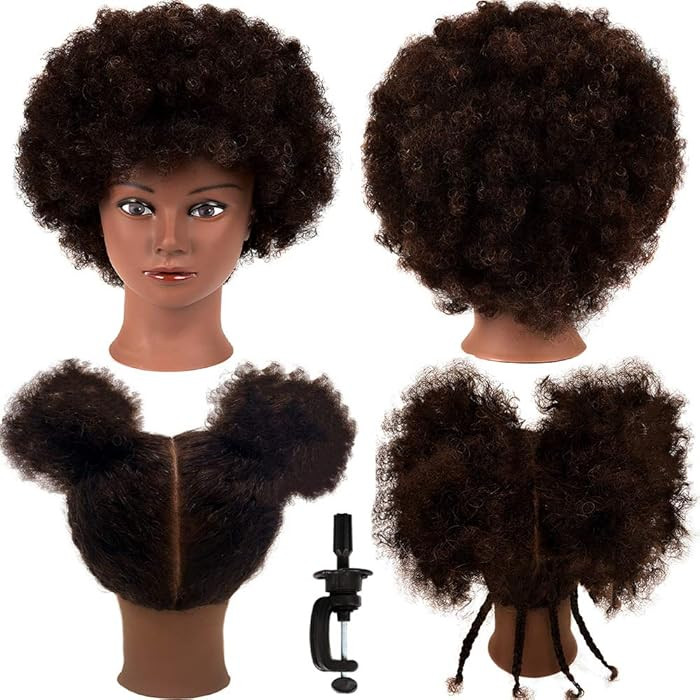 African Mannequin Head with 100% Human Hair Mannequin Head Curly Cosmetology Manican Mannequins H... | Amazon (US)
