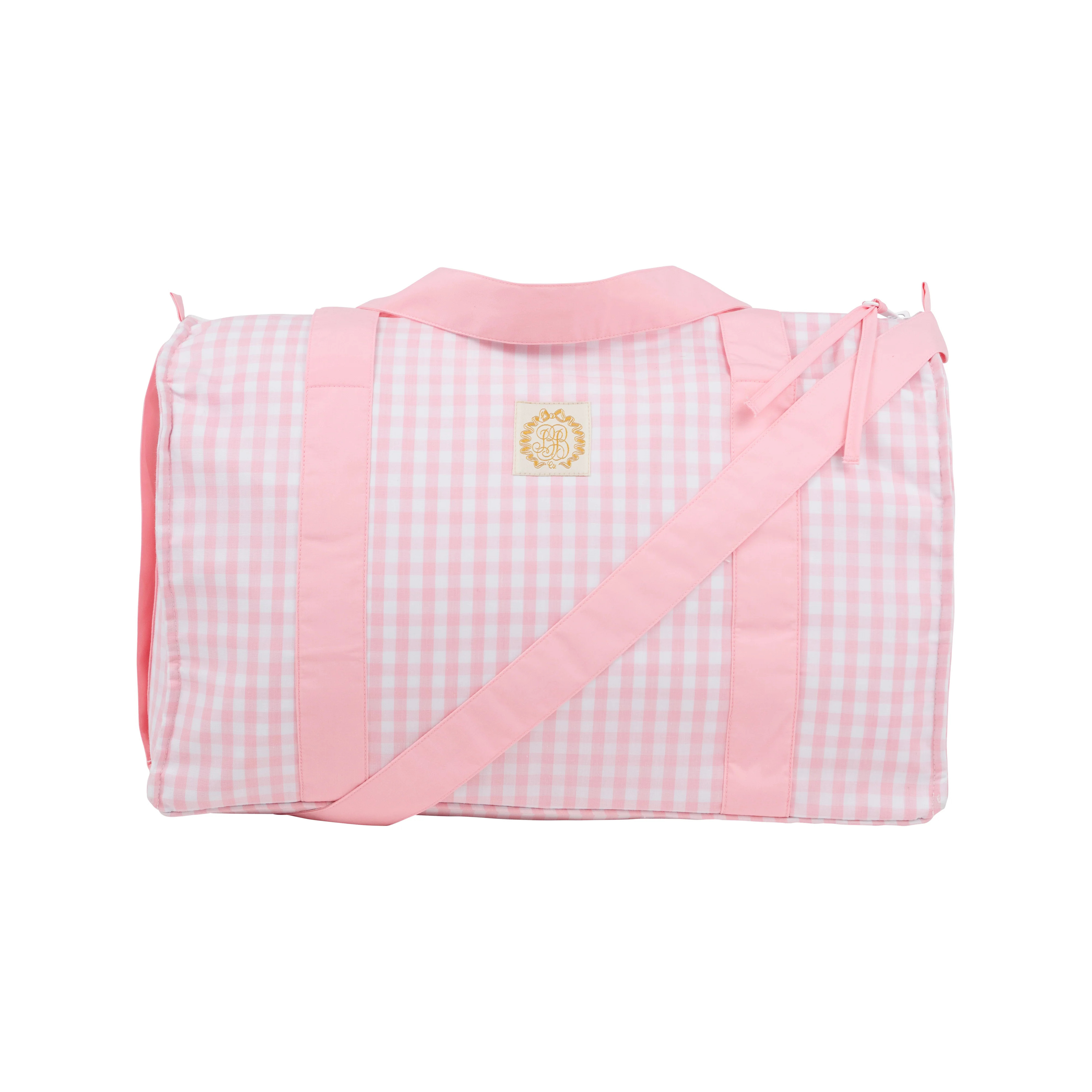 Stewart Sleepover Tote - Sandpearl Pink Gingham with Sandpearl Pink | The Beaufort Bonnet Company