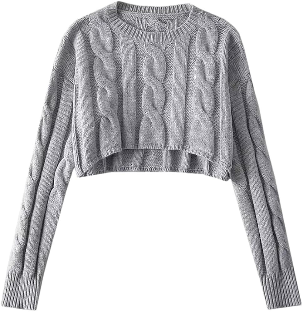 Women's Short Round Neck College Style Pullover, Loose Vintage Personality Sweater | Amazon (US)