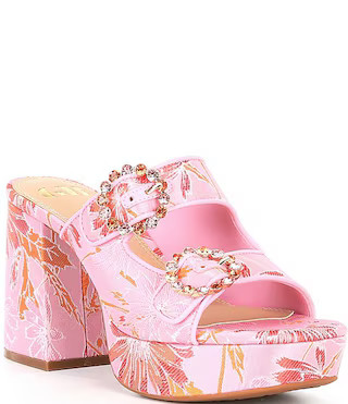 GB Deja-Vu Satin Rhinestone Buckle Platform Sandals | Dillard's | Dillard's