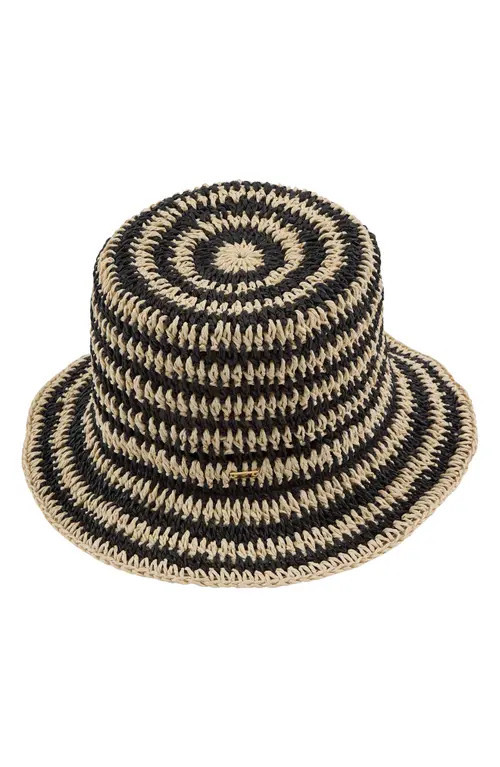 Eugenia Kim Jonah Stripe Packable Straw Bucket Sun Hat in Natural/Black at Nordstrom | Nordstrom