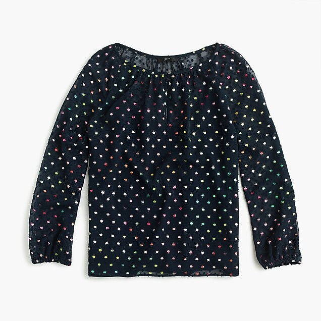 Popover in rainbow clip dot chiffon | J. Crew US