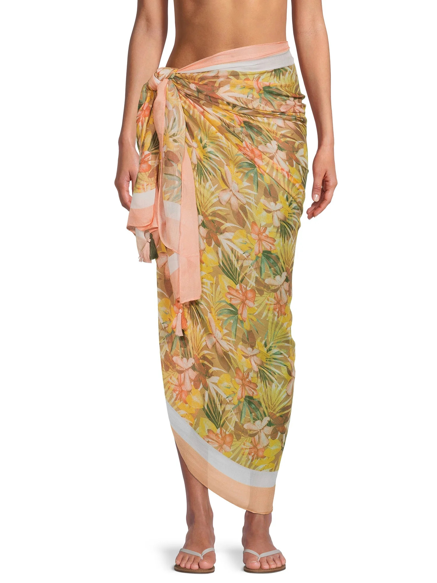 Time & Tru Women’s TT Pareo Swimwear Cover-up, Multi-use Wrap for Women, Beach Wrap | Walmart (US)