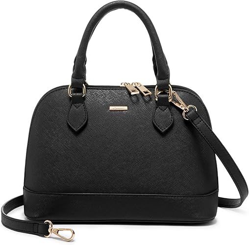 Amazon.com: LOVEVOOK Black Purse for Women Small Crossbody Bags Classic Double Zip Top Handle Dom... | Amazon (US)