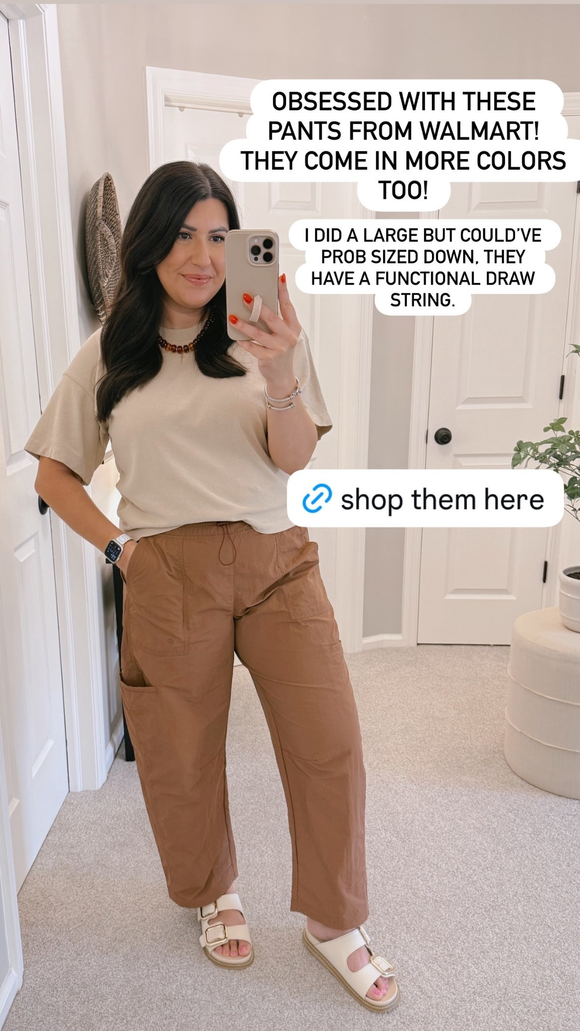 OBSESSED WITH THESE PANTS FROM WALMART! THEY COME IN MORE COLORS TOO! I DID A LARGE BUT COULD’VE PROB SIZED DOWN, THEY HAVE A FUNCTIONAL DRAW STRING.