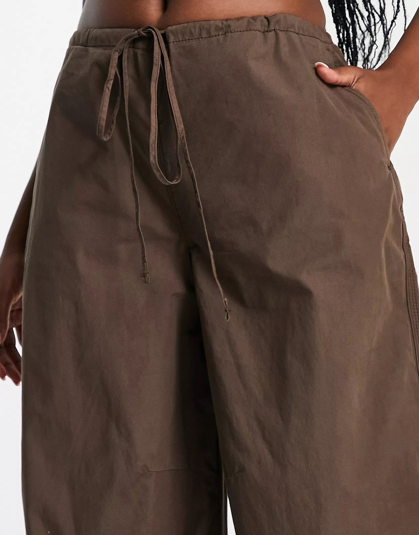 ASOS DESIGN parachute cargo pants in brown | ASOS (Global)