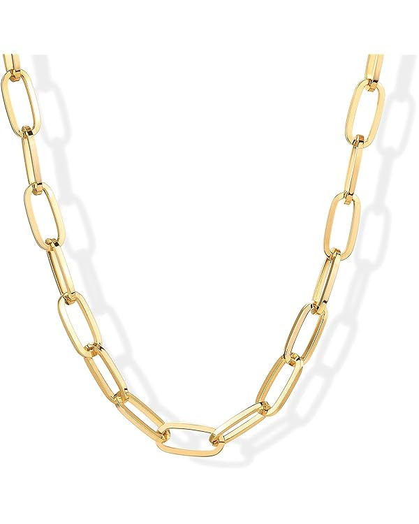 PAVOI 14K Gold Plated Chunky Chain Choker Necklaces for Women | Gold Statement Graduated Link Cha... | Amazon (US)