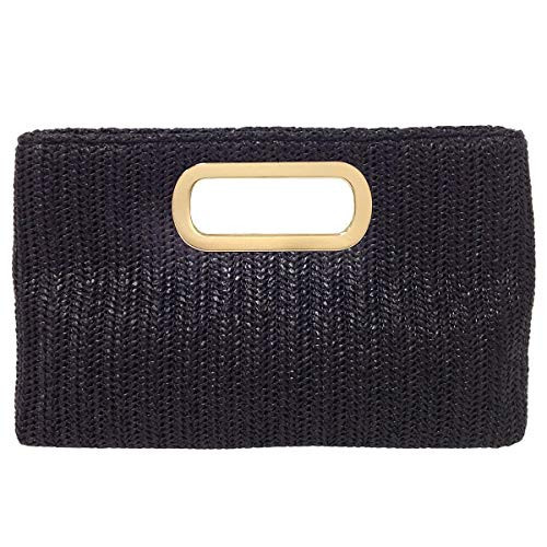 Top Handle Straw Clutch, Black Medium | Amazon (US)