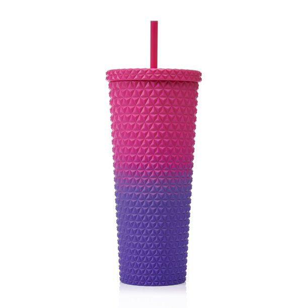 Mainstays 26 oz Double Wall Plastic Ombre Painting Textured Tumbler, Pink | Walmart (US)