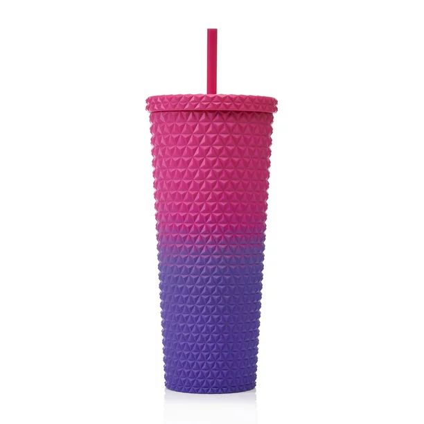 Mainstays 26 oz Double Wall Plastic Ombre Painting Textured Tumbler, Pink | Walmart (US)