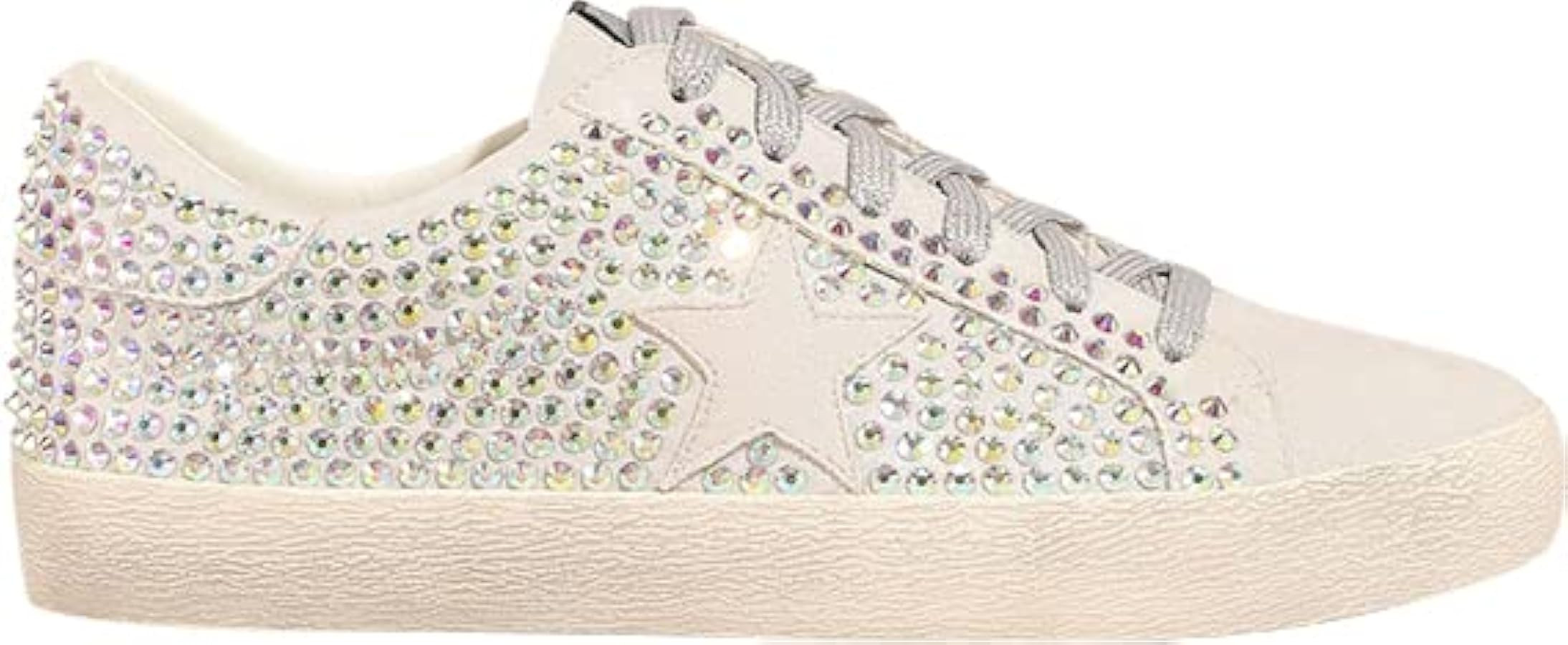Joann Rubber Sole Lace-up Rhinestone Suede Star Sneakers | Amazon (US)