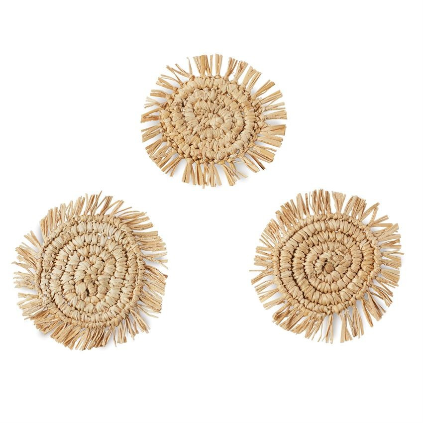 Frayed Woven Jute Coaster Set | Mud Pie (US)