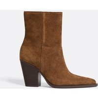 Stradivarius Leather cowboy ankle boots BROWN 5 | Stradivarius (UK)