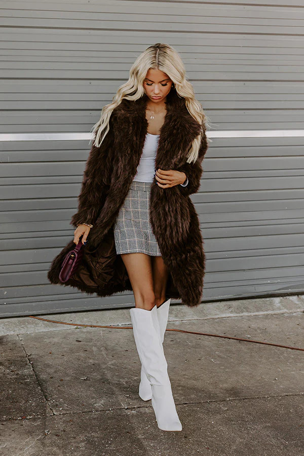 Gala Nights Faux Fur Coat In Chestnut | Impressions Online Boutique