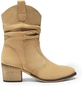 DREAM PAIRS Women's Modern Western Cowboy Boots, Mid Calf Round toe Chunky Heel Cowgirl Country A... | Amazon (US)
