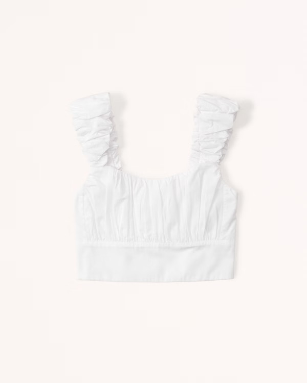 Poplin Scrunch Strap Set Top | Abercrombie & Fitch (US)