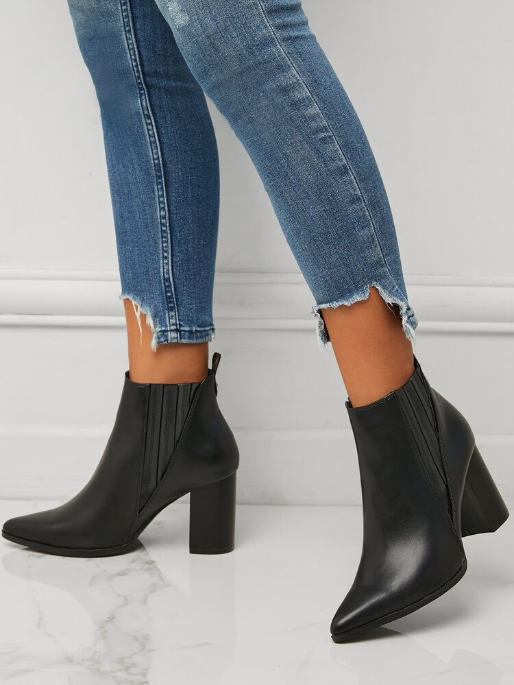 Point Toe Chunky Heeled Classic Boots | SHEIN