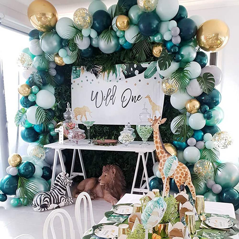 Jungle Safari Balloon Garland Arch Kit - Baby Shower Decorations Boy , Tropical Leaves , Colorful... | Amazon (US)