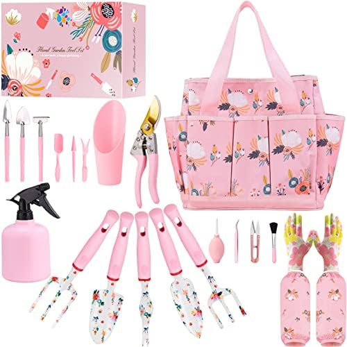 Floral Garden Tools Set,Heavy Duty Gardening Tools for Gardener,Gardening Gifts for Women,Storage... | Amazon (US)
