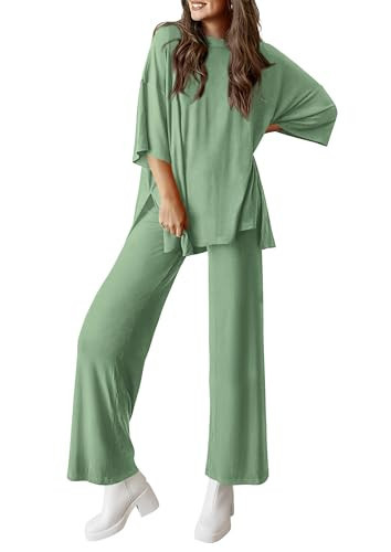PRETTYGARDEN Two Piece Sets for Women Summer Fashion Lounge Matching Set 2026 Spring Travel Vacation Airport Outfits Clothing (Bean Green,Medium) | Amazon (US)