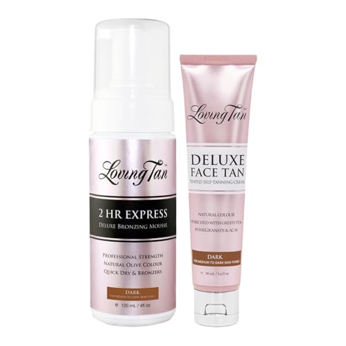 Loving Tan 2 HR Express Mousse (4FL Oz) + Face Tan (1.6Oz), Dark - Streak Free, Natural looking, Professional Strength Sunless Tanner - Cruelty Free, Naturally Derived DHA | Amazon (US)