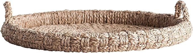Creative Co-Op Round Braided Bankuan Handles Tray, Brown | Amazon (US)