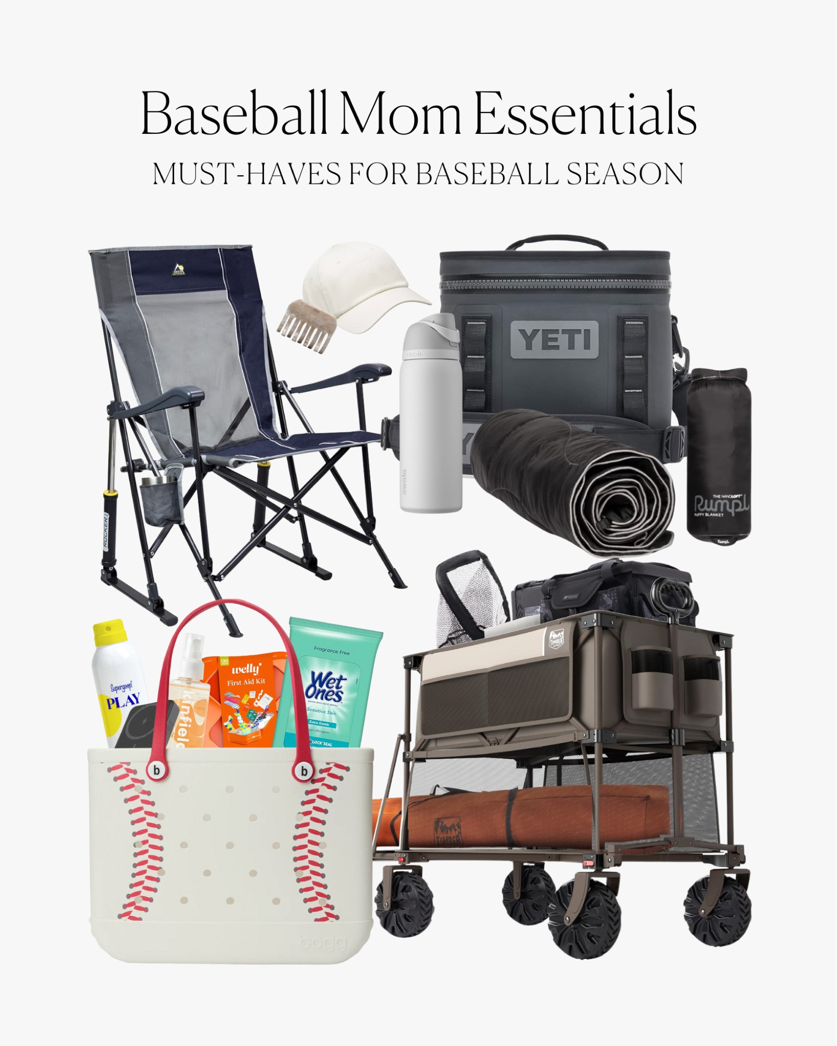 Baseball Mom Essentials: Must-Haves for Baseball Season

Includes outdoor rocking chair, cooler, spill-proof water bottle, claw clip, neutral cap, multipurpose wagon, waterproof bag, sunscreen, natural bug spray, portable charger, wet wipes, and travel first aid kit.

#LTKFindsUnder50 #LTKKids #LTKFamily