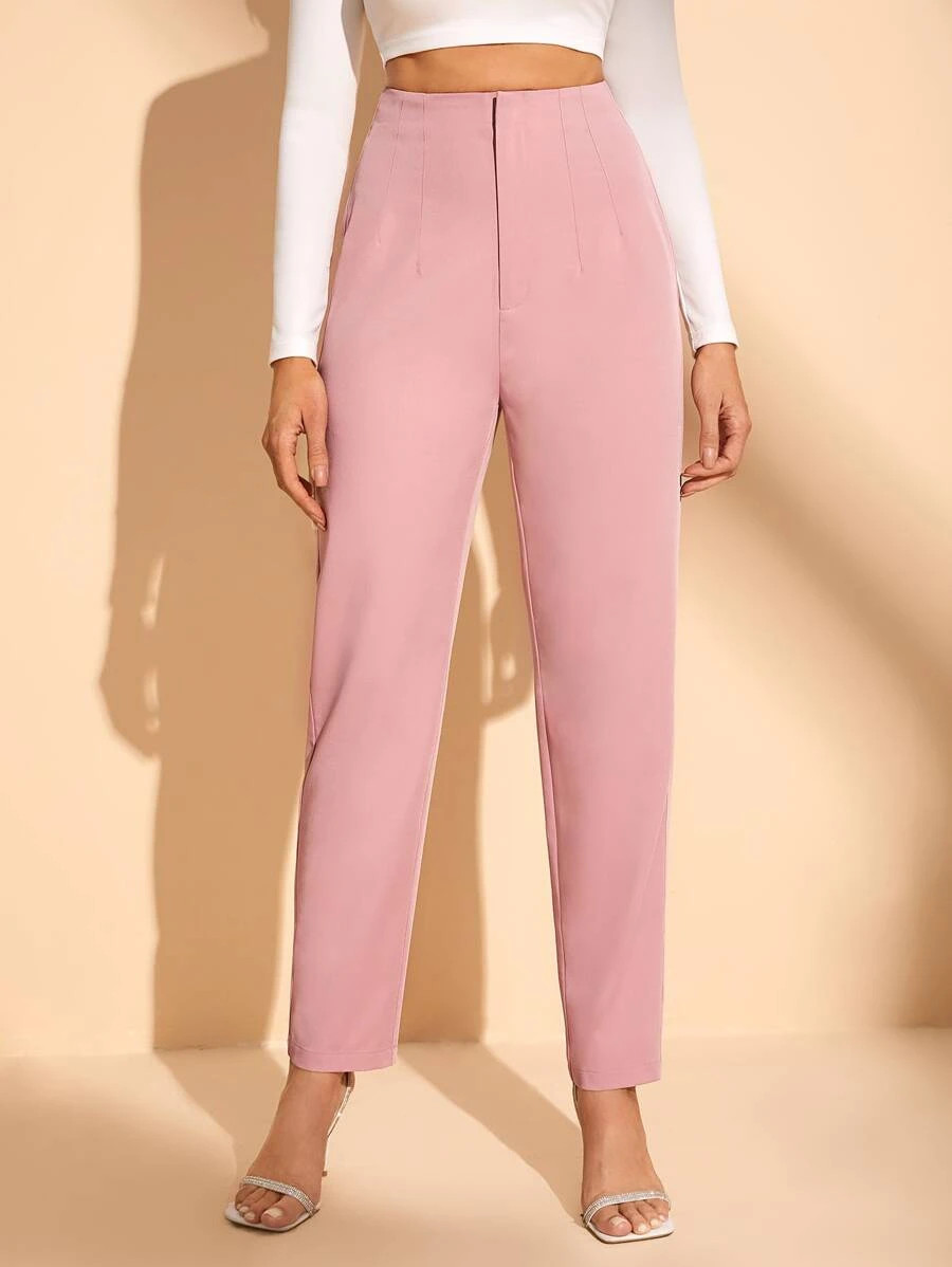 SHEIN BAE Solid High Waist Pants SKU: sw2209206304145166(48 Reviews)$15.00Make 4 payments of $3.7... | SHEIN