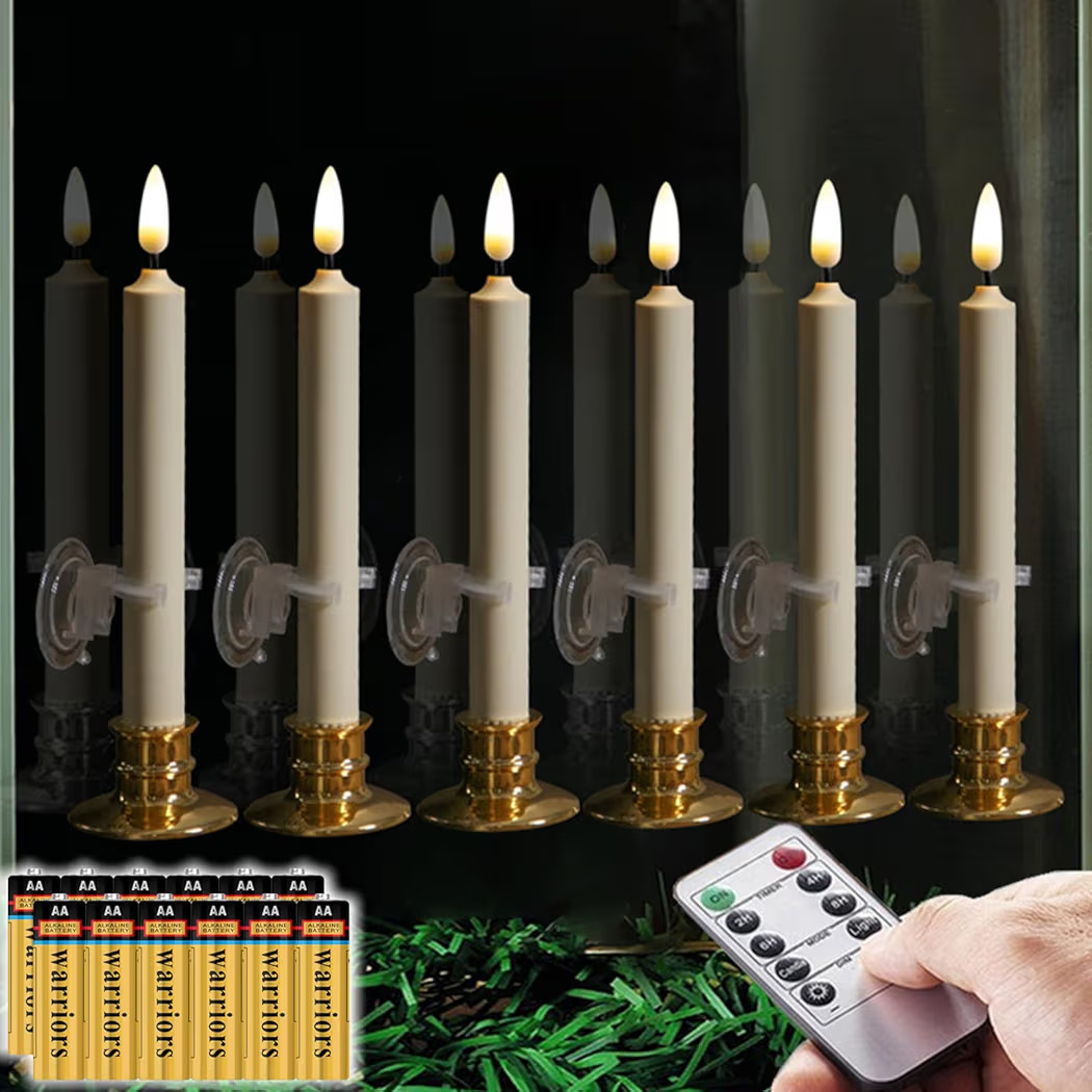 Window Candles Taper Candles 8'' Ivory Flameless | Amazon (US)