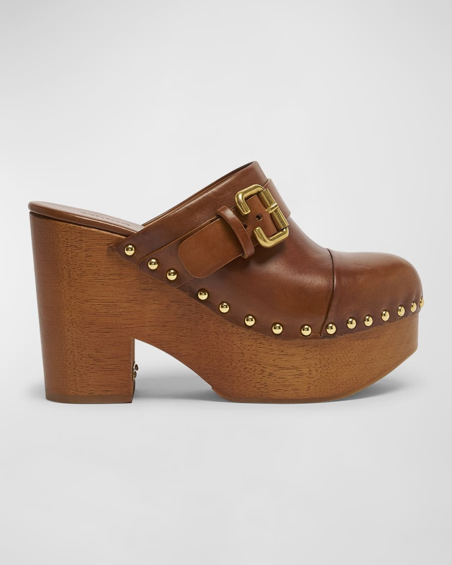 Chloe Jeannette Leather Platform Clogs | Neiman Marcus