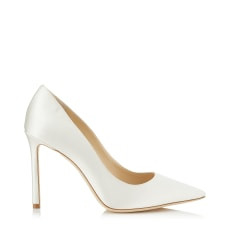 White Satin Pointy Toe Pumps | Jimmy Choo (US)