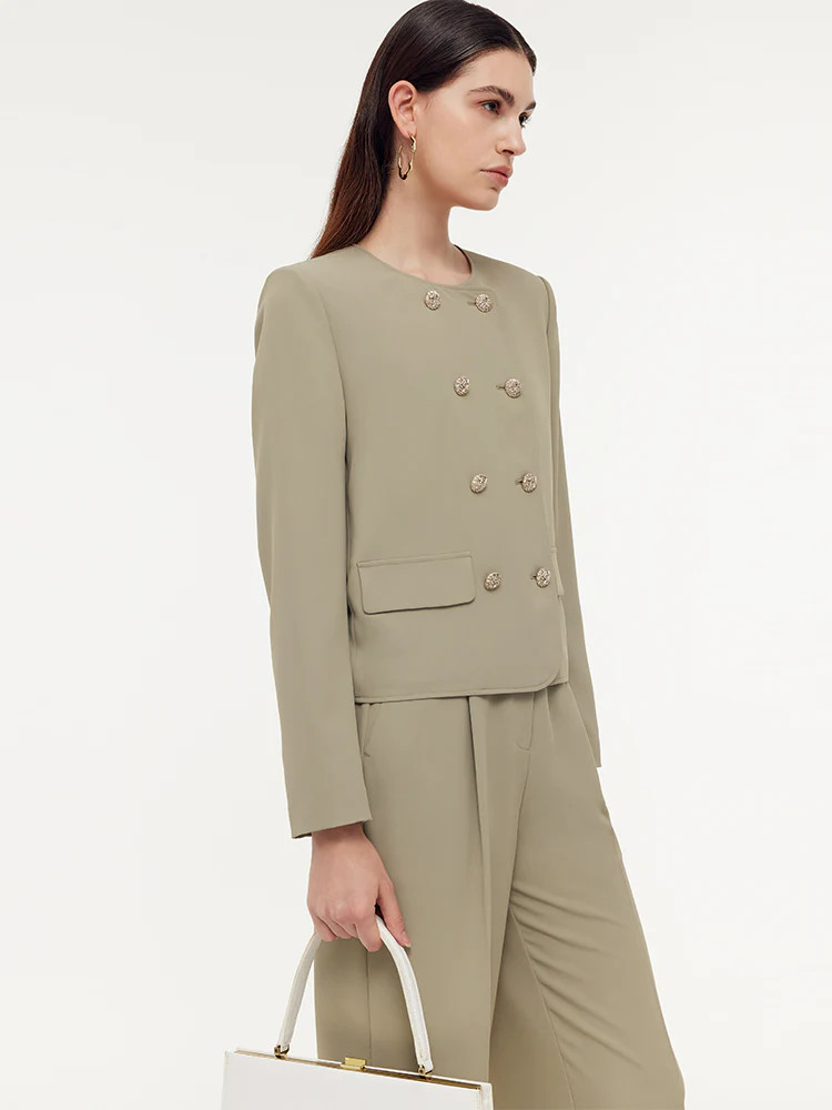 Stretch Double-Breasted Women Jacket | GOELIA
