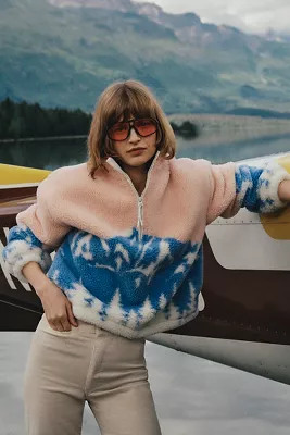 Beach Riot Leona Sherpa Quarter-Zip Pullover | Anthropologie (US)