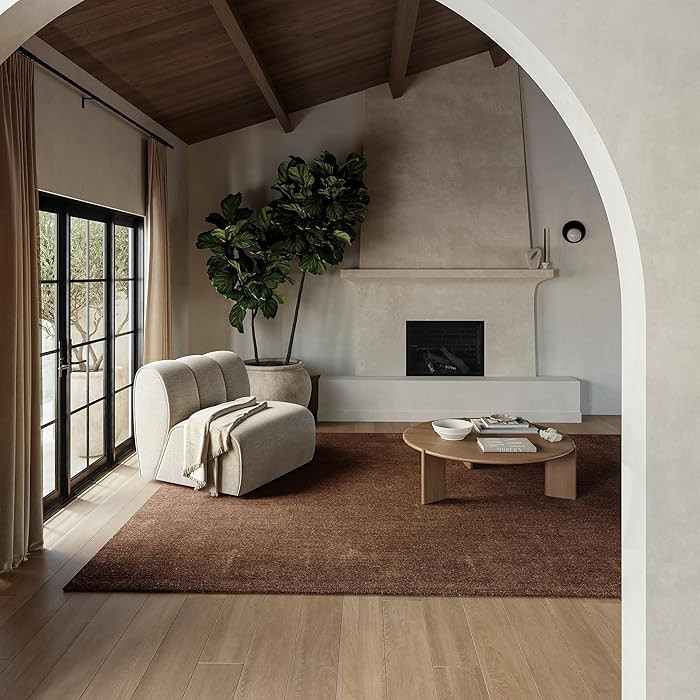 Rugs USA Maru Handmade, Dark Brown, 5' x 8', Solid, Wool, Soft and Cozy, High Traffic, Stain Resi... | Amazon (US)