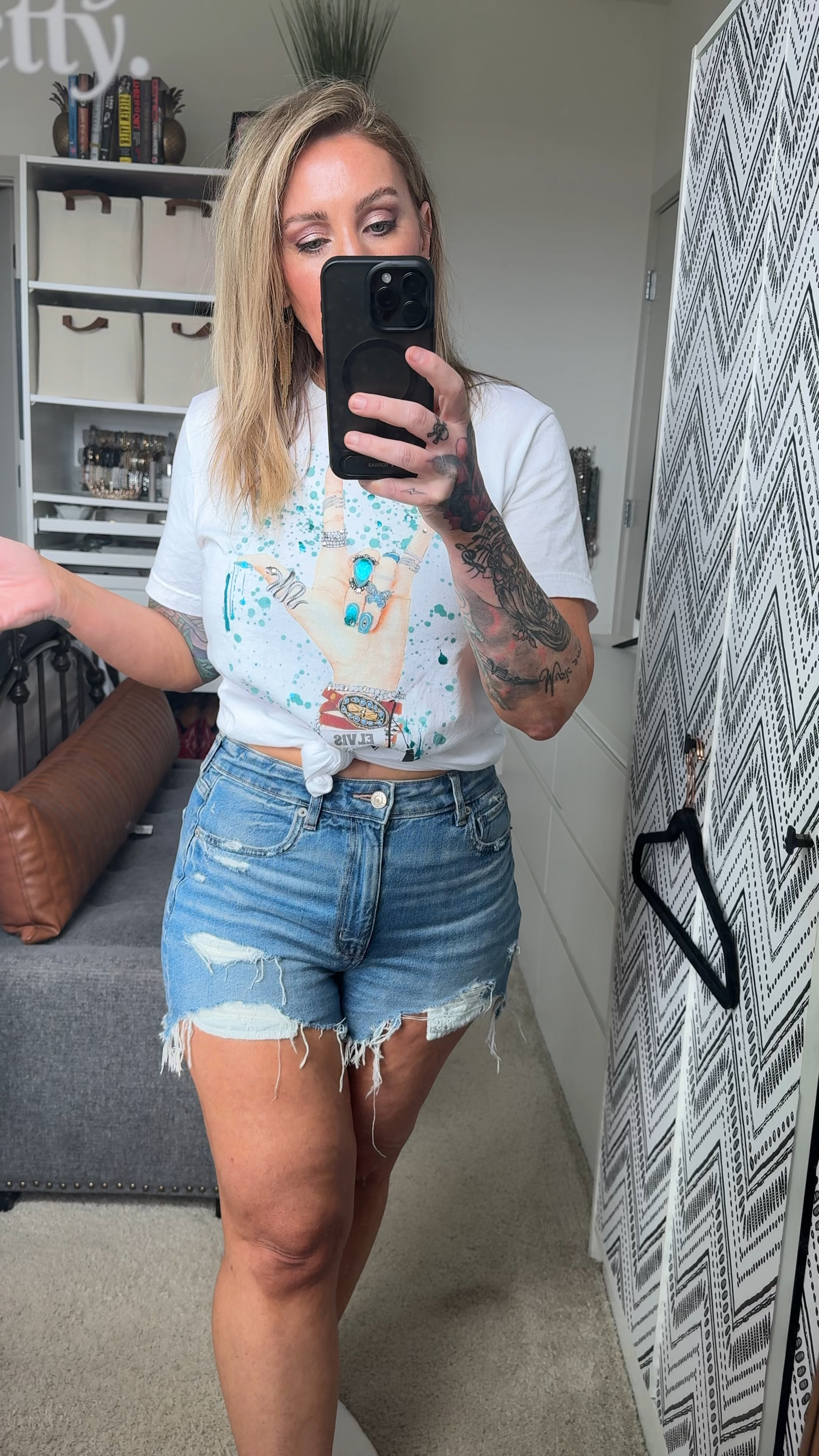 Living and loving these strigid shorts!! 
These have button fly, TTS and have some stretch! And 30% OFF today
TShirt I can’t link but check out this small business By Jodi

#LTKOver40 #LTKSaleAlert #LTKStyleTip