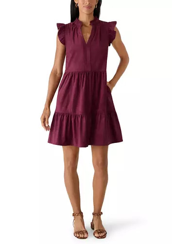 Women's Sleeveless Suede Ruffle Tiered Babydoll Dress | Belk