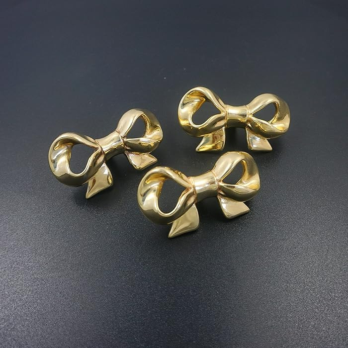 MFYS Brass Bow Knot Drawer Knob Gold Butterfly Knot Dresser Knob Pulls Bow Tie Cabinet Pulls Hand... | Amazon (CA)
