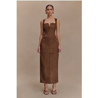 Liam Faux Suede Maxi Dress - Dark Chocolate I MESHKI I Size S | MESHKI US