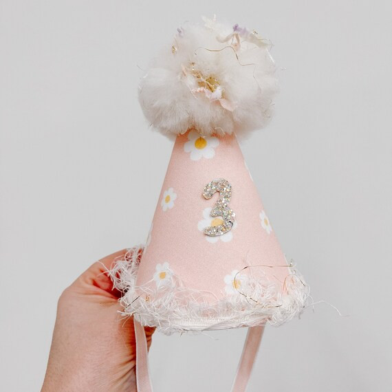 Birthday Hat Daisy Birthday Hat Large Pom Pink and Yellow | Etsy | Etsy (US)
