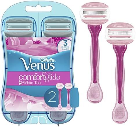 Gillette Venus ComfortGlide Disposable Razors for Women, 2 Count, White Tea Scented Moisture Bars... | Amazon (US)