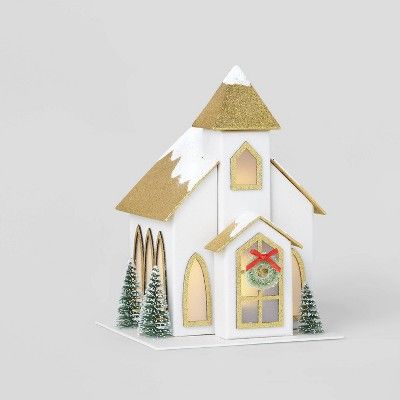 Paper Church Decorative Figurine White/Gold - Wondershop&#8482; | Target