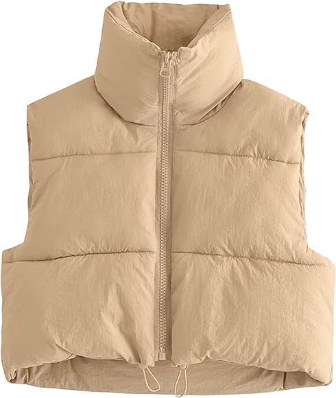 Gozoloma Women's Winter Cropped Puffer Vest Sleeveless Zip Up Stand Collar Lightweight Warm Puffy... | Amazon (US)