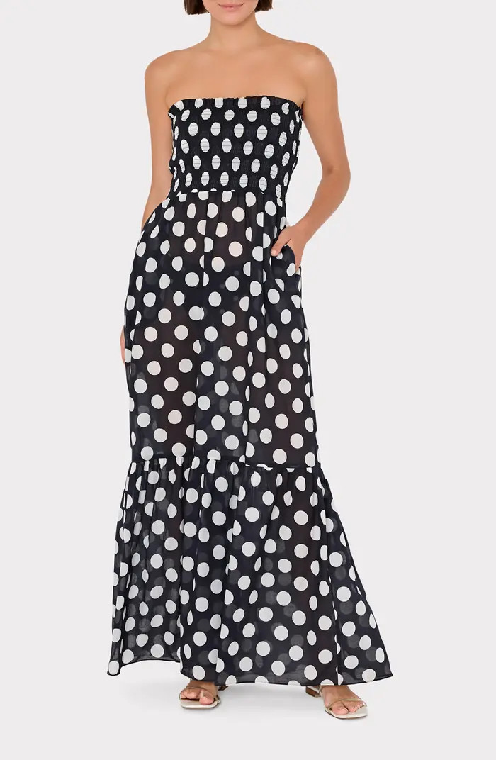 Olen Glam Polka Dot Strapless Cover-Up Maxi Dress | Nordstrom