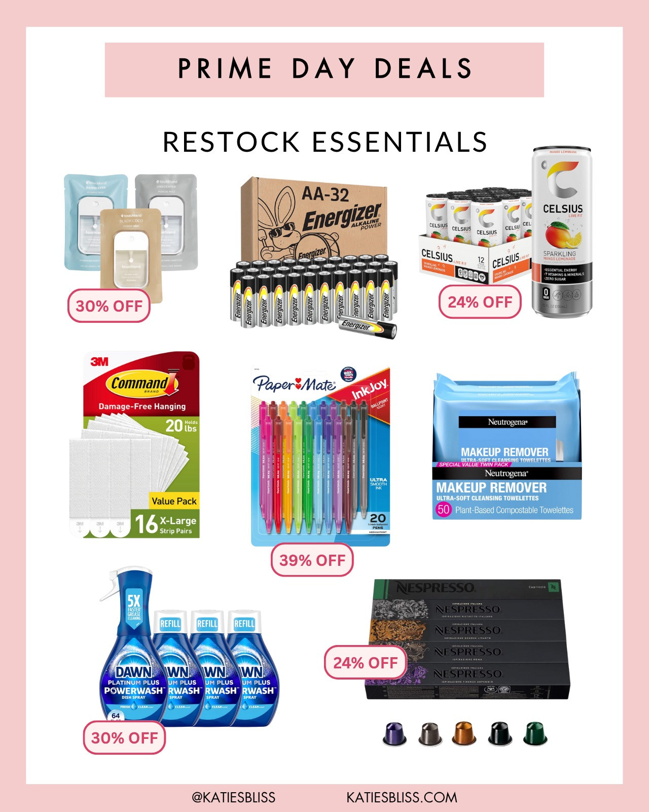 Amazon Prime Day Deals ✨ home restock essentials 

Sale Alert. Markdowns. Deals. Prime. Hand sanitizer. Dawn soap. Batteries. Celsius. Makeup wipes. Nespresso. 




#LTKFindsUnder50 #LTKHome #LTKSaleAlert