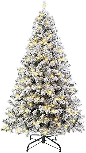Amazon.com: SINTEAN Prelit Christmas Tree 6FT Flocked, Premium Hinged Artificial Christmas Tree w... | Amazon (US)