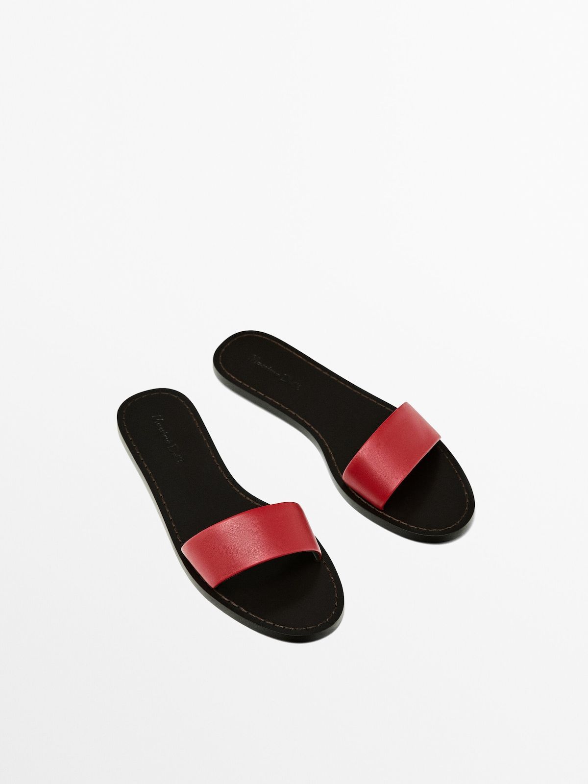 Slider sandals with leather strap | Massimo Dutti UK